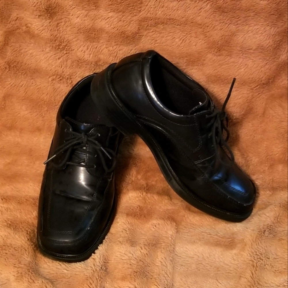 Hunter's Bay Black Derby Dress Shoes 7W Square Toe